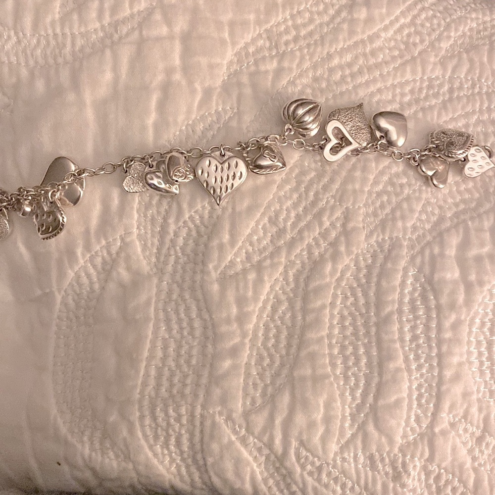 Sterling Silver Heart Charm  Bracelet